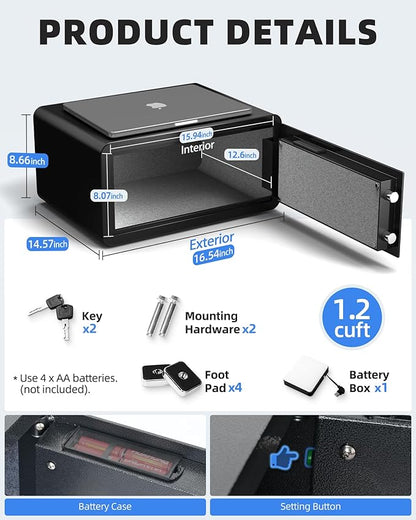 DAYI Hotel Safe, 1.4 Cubic Feet Laptop Closet Safe Box with Digital Keypad for Home Office Documents & Money, Dual Alarm System - D-22