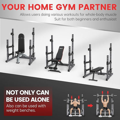 PASYOU Adjustable Power Rack, Multifunction Squat Rack Heavy-Duty Stand, Weight Rack Stand with Spotters, Push Up Portable Strength Training Dumbbell Rack for Home Gym Equipment, Max Load 1800 LBS