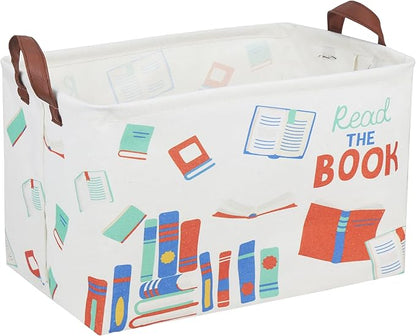Kids Baskets Nursery Basket Girl Baby Storage Bins Rectangular Book Basket Toy Storage Bin Organizer Shelf Box Rose Room Decor(Book)