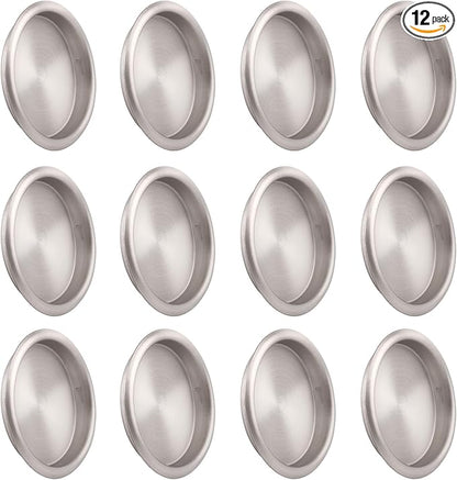 HOMOTEK Closet Door Handle, 2-1/16” Round Sliding & Bypass Door Pulls, Easy Snap No Drill, Brushed Nickel