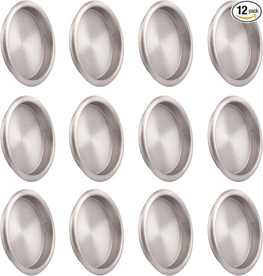 HOMOTEK Closet Door Handle, 2-1/16” Round Sliding & Bypass Door Pulls, Easy Snap No Drill, Brushed Nickel