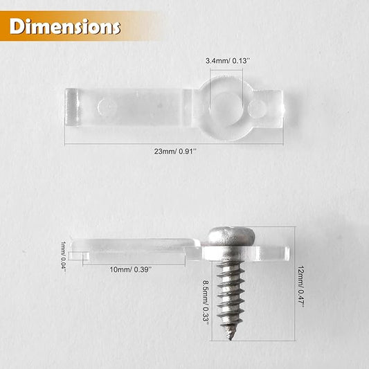 100 Pack Strip Light Mounting Brackets,Fixing Clips,One-Side Fixing,100 Screws Included (for 10mm Wide Non-Waterproof Strip Lights)