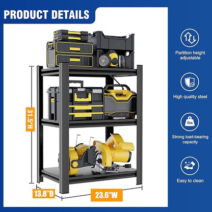 Garage Shelving Heavy Duty Adjustable Storage Shelves Unit,Metal Utility Rack Shelf for Industries, Warehouses, Basement (3-Tier 31.5" Hx23.6 Wx13.8 D)