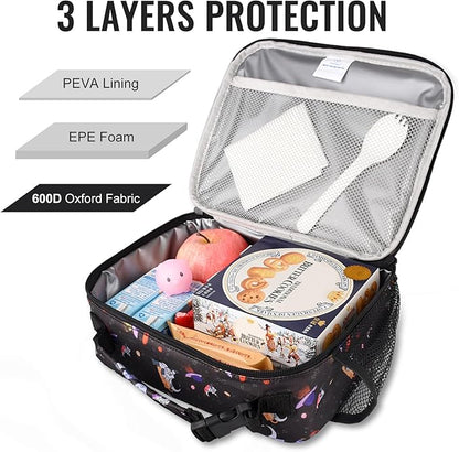 Genteen Lunch Box Kids, Prints Insulated Lunch Bag Kids Boys Girls,Soft Bag Mini Cooler Back to School Thermal Meal Tote Kit Lunch Box for School,Work,Outdoor - Astronaut