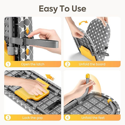 APEXCHASER Foldable Ironing Board, Tabletop Small Iron Board with Heat Resistant Covers, Portable Folding Mini Iron Table with Non-Slip Feet for Home, Laundry Rooms, Dorms, Travel Use, Yellow