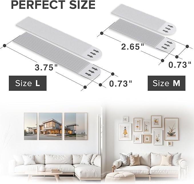 X-Protector Picture Hanging Strips - 28 Pairs Damage Free Picture Hangers - Self Adhesive Wall Hangers Without Nails - Heavy Duty Wall Hanging Strips - Walls Sticky for Hanging Up to 20 LBS (Size M+L)