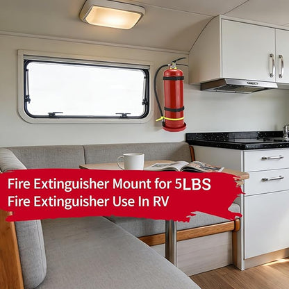 Fire Extinguisher Mount,Wall Mounted Fire Extinguisher Bracket,Compatible with 5 Pound Fire Extinguishers Ideal for Home,Car,RV,Truck