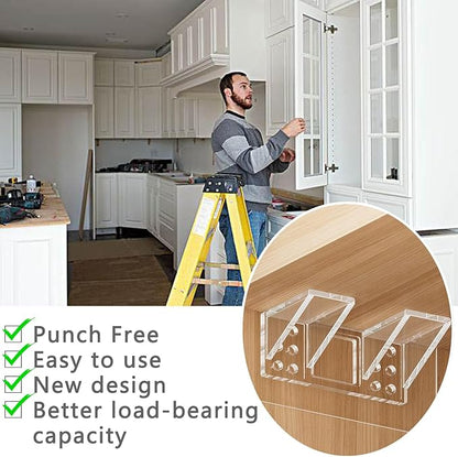 12-Pack Heavy-Duty Adhesive Shelf Brackets, Large Size Double Row Brackets, No-Drill Wall Mount Pegs,Shelf Support Pegs for Kitchen Cabinets, Bookshelves, and Closets
