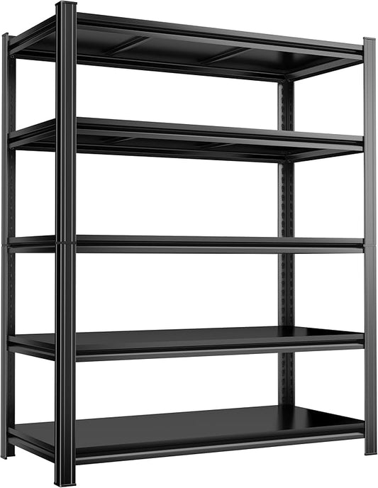 Metal Garage Shelving Unit 5-Tier Adjustable Heavy Duty Storage Shelves, 3000 lbs Capacity Steel Garage Storage Rack Organizer for Garage Basement Warehouse, Black 35.4" W x 17.7" D x 71.2" H