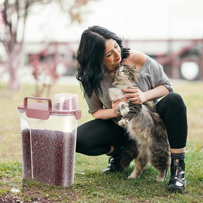 5Lbs Airtight Cat Dog Food Storage Container with Upgraded Large Nozzle BPA-Free, Pet Food Storage Containers for Rice, Grain, Pet Food, Flour, Dog Treat Storage (Pink, 5L-1pack)