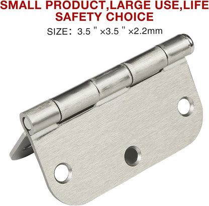18 Pack Rounded Brushed Nickel Door Hinges 3-1/2" x 3.5 Inch 5/8 Radius for Interior Doors 3 ½ Inch Heavy Duty Hardware Fittings No Squeak House Villa Cando Loft Home Room Ironmongery Satin Sliver