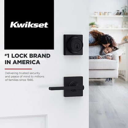 Kwikset Casey Hallway Passage and Bed/Bath Privacy Door Handle 4 Pack, 2 Passage Levers and 2 Privacy Levers, Matte Black Reversible Interior Handles, with Microban
