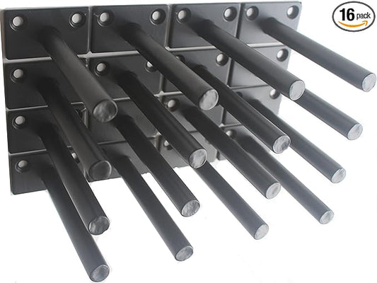 16 Pcs 4" Black Solid Steel Floating Shelf Bracket Blind Shelf Supports - Hidden Brackets for Floating Wood Shelves - Concealed Blind Shelf Support – Screws and Wall Plugs Included
