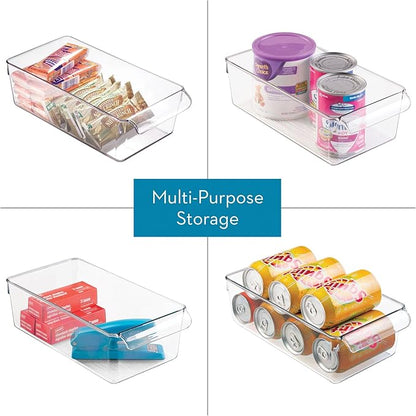 iDesign Fridge Storage Bin with Handle - Fridge Tray for Meats and Cheeses - Set of 4 - Clear