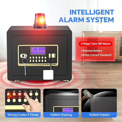 Home Safe with Digital Keypad & Alarm System - Electronic Lock Box for Jewelry Cash with Adjustable Shelves - Includes LED Light & Fireproof and Waterproof Bag(0.8/1.0/1.3/1.53/2.5Cuft)