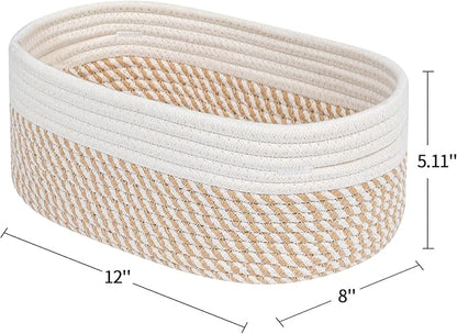 CubesLand Small Storage Baskets for Shelves, Closet Organization Storage Bins Empty Gift Basket 3 Packs Baby Nursery Woven Baskets for Organizing, Rectangular Clothes Closet Shelves Baskets