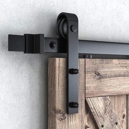 SMARTSTANDARD 5.5 Feet Heavy Duty Sturdy Sliding Barn Door Hardware Kit -Smoothly and Quietly -Easy to Install -Includes Step-by-Step Installation Instruction Fit 33" Wide Door Panel (J Shape Hanger)