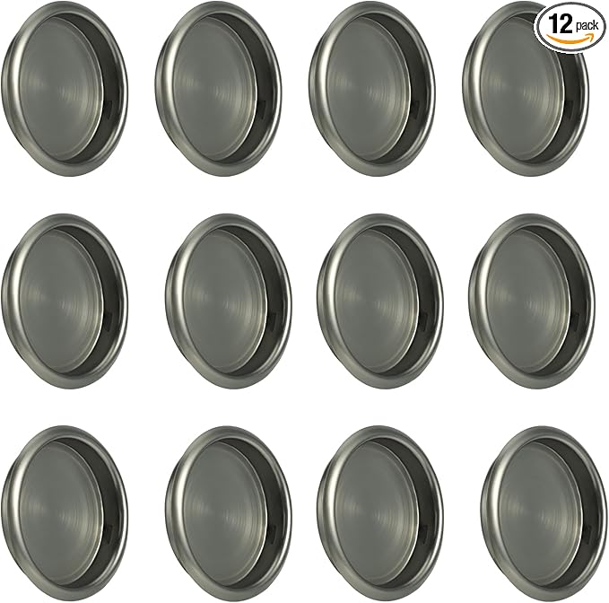 HOMOTEK 12 Pack Closet Door Finger Pull 2-1/16”, Easy Snap in Installation, Antique Brass Finish, Fits a 5/16”Depth x 2-1/16" Diameter Opening Hole