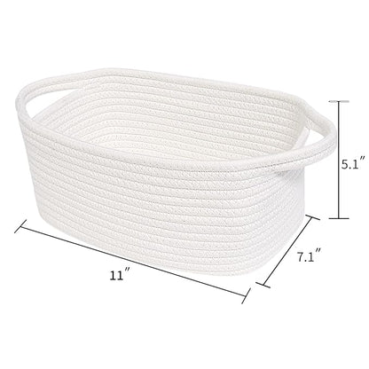 ABenkle Small White Basket, Soft Woven Storage Bins Baskets for Cat Dog Toys Organizer, Decorative Shelves Closet Organizing Basket Chest Box, Empty Gift Baskets