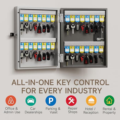 32 Key Lock Box Wall Mount, Smart Key Cabinet One Time Password/APP Bluetooth/Fixed/Wi-Fi Remote/Key Unlock, Key Management for Valets/Realtors/Office/Hotel
