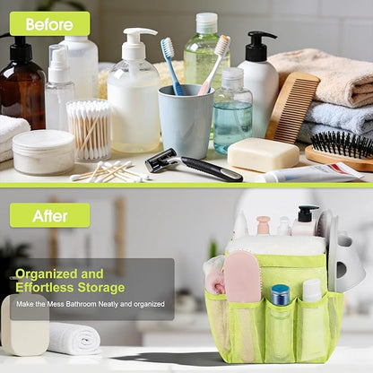 Attmu Mesh Shower Caddy Portable for College Dorm Room Essentials with 8 Pockets, Hanging Shower Caddy Dorm Basket, Quick Dry Shower Bag for Bathroom