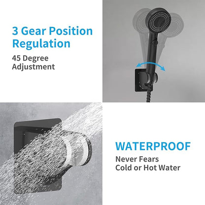 KAIYING Self Adhesive Handheld Shower Head Holder, Adjustable Angle RV & Bathroom Wand Holder, Universal ABS Black Shower Bracket