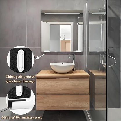 12 Pack Heavy Duty Metal Mirror Clips Kit with Screws & Rubber Pads for Frameless Mounting - Wall Tile Billboard Mirror Hanger Hardware (Silver)