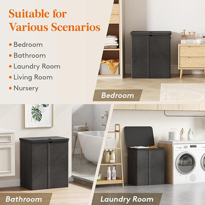 Lifewit 145L Large Laundry Basket with Lid, Laundry Hamper with Plastic Handles and Removable Bag, Foldable Tall Dirty Clothes Hampers for Laundry for Laundry Room, Bedroom, Bathroom, Dorm, Dark Gray