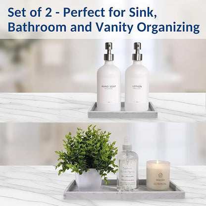 Countertop and Vanity Tray - 2 PC (11” and 7”) Shatterproof Silicone Kitchen and Bathroom Trays for Counter, Kitchen Soap Dispenser Tray, Vanity Trays for Bathroom, Perfume Key Tray