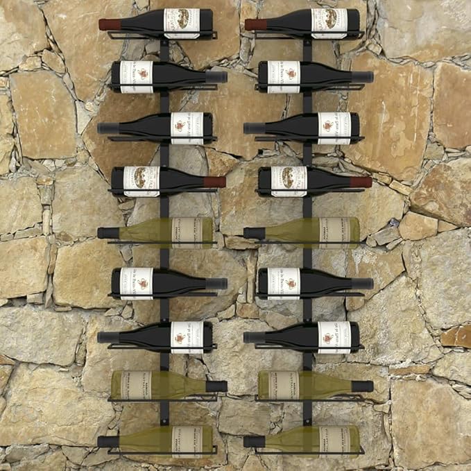 vidaXL Wall-Mounted Wine Rack, Storage for 18 Bottles, Space-Saving Design, Made with Durable Black Iron
