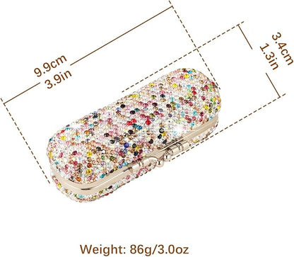 AsAlways Shiny Rhinestone Crystal Portable Lipstick Case with Mirror Portable Bling Diamonds Makeup Cosmetic Storage Holder for Travel Ladies Fashion