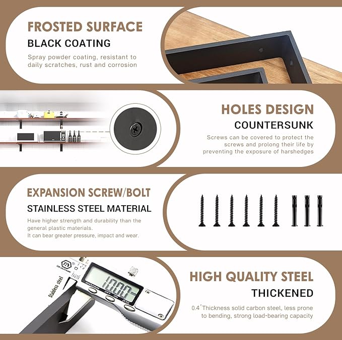 Countertop Support Bracket 18 Inch 4 Pack Countertop Bracket for Granite 3/8" Thick 18"x8"x2.5" Heavy Duty L Brackets Shelf Brackets Metal Corbels for Quartz/Granite/Wood/Concret/ Laminate Countertops