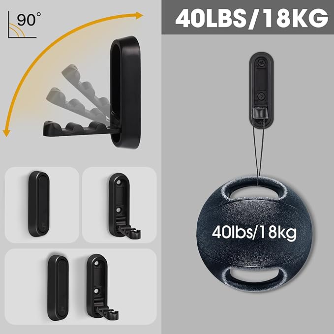 Folding Coat Hooks, 6 Pcs Foldable Black Wall Hooks Heavy Duty Foldable Hook Bathroom Towel Hooks Robe Hooks Wall Mounted for Hanging Coat Towels Clothes Hat Bags Keys
