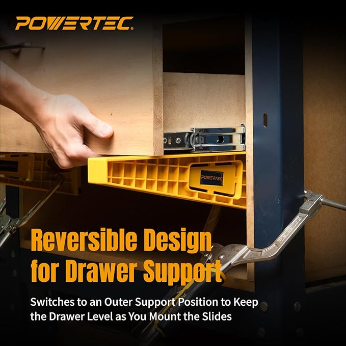POWERTEC Drawer Slide Jig Set – Drawer Slide Installation Tool for Cabinets Desks Dressers Kitchen Drawers and Woodworking Projects – Supports Framed & Frameless Cabinets (72349)