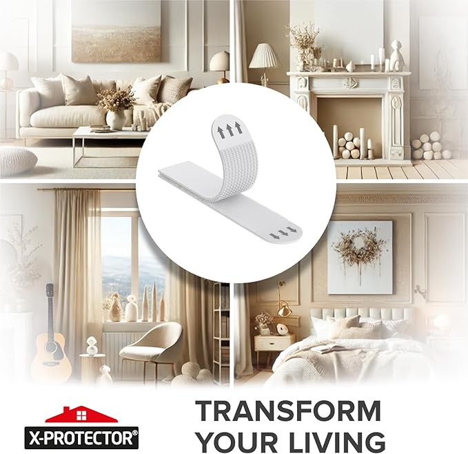 X-Protector Picture Hanging Strips - 20 Pairs Damage Free Picture Hangers - Self Adhesive Hangers Without Nails - Heavy Duty Wall Hanging Strips - Wall Sticky for Hanging Up to 10 LBS (Size S)
