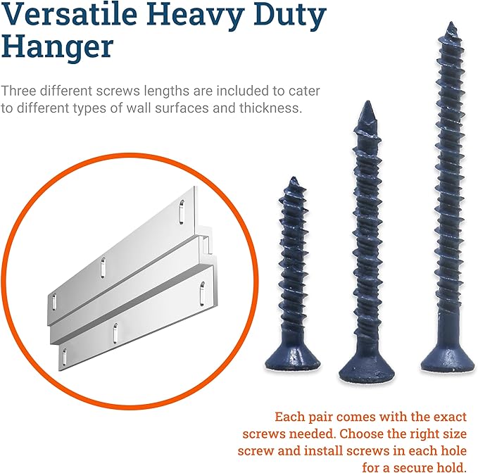 PHS Light French Cleat Hanger - 12 Inch Heavy Duty Picture Hangers - Supports 100 lbs - Heavy Mirror Hanging Kit with Screws and Anchors - Mirror Holders for Wall Mounting & Z Clips for Hanging