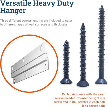PHS Light French Cleat Hanger - 12 Inch Heavy Duty Picture Hangers - Supports 100 lbs - Heavy Mirror Hanging Kit with Screws and Anchors - Mirror Holders for Wall Mounting & Z Clips for Hanging