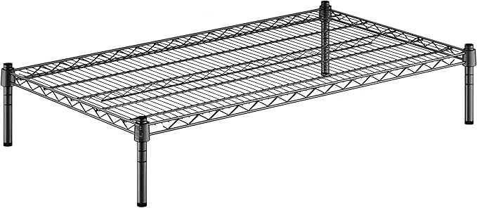 24" x 42" x 8" Black Epoxy Wire Storage Shelf, Dunnage Rack, Commercial 1 Tier Small Shelf