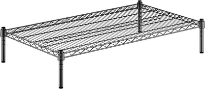 24" x 42" x 8" Black Epoxy Wire Storage Shelf, Dunnage Rack, Commercial 1 Tier Small Shelf