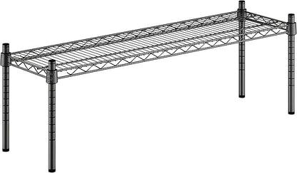 12" x 42" x 14" Black Epoxy Wire Storage Shelf, Dunnage Rack, Commercial 1 Tier Small Shelf