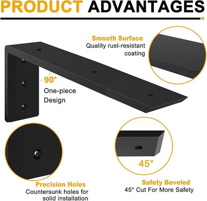 Countertop Support Brackets, Heavy Duty L Shelf Bracket 16'' x 6'' x2.5'' for Granite, Holds up to 300 lbs, L Bracket for Quartz, Granite, Wood, Concrete and Laminate Countertops(2 Pack)