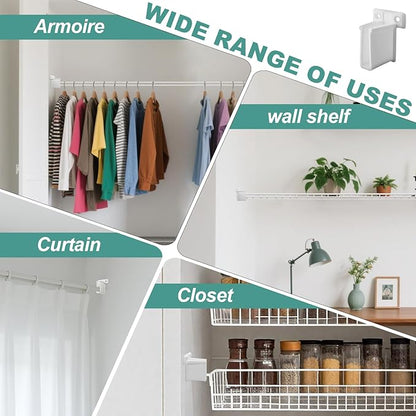 4 Pack Wire Shelf End Bracket - Heavy Duty Closet Shelf Brackets, White Plastic Closet Rod & Wall Shelf Supports with Screws, Suitable for Mesh Shelving