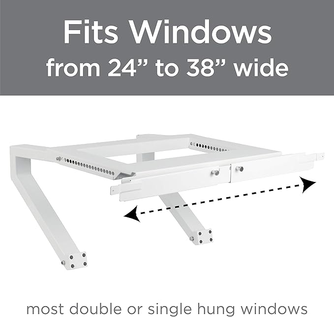 Top Shelf TSB-2438 Universal Heavy Duty Window Air Conditioner AC Support Bracket -Holds Up to 225 lbs., No Drilling or Tools Required, White