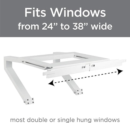 Top Shelf TSB-2438 Universal Heavy Duty Window Air Conditioner AC Support Bracket -Holds Up to 225 lbs., No Drilling or Tools Required, White