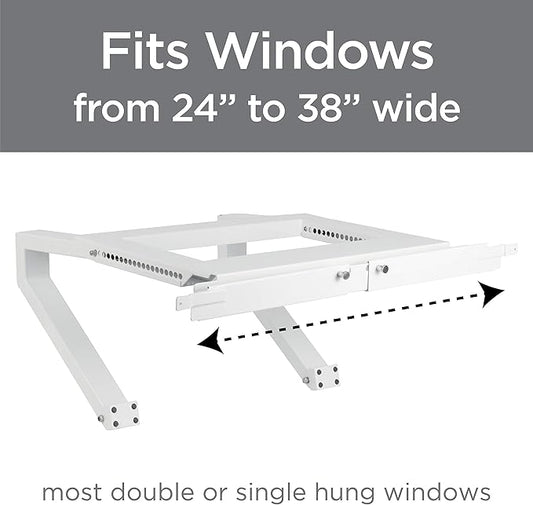 Top Shelf TSB-2438 Universal Heavy Duty Window Air Conditioner AC Support Bracket -Holds Up to 225 lbs., No Drilling or Tools Required, White