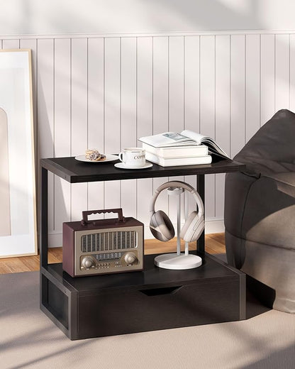 IBUYKE 2 Tier Desktop Printer Stand,Multi-Purpose Desk Organizer,Printer Table with Storage Shelf for Folders,Books,for Fax Machine, Scanner,Home Office,Black TLJ015B