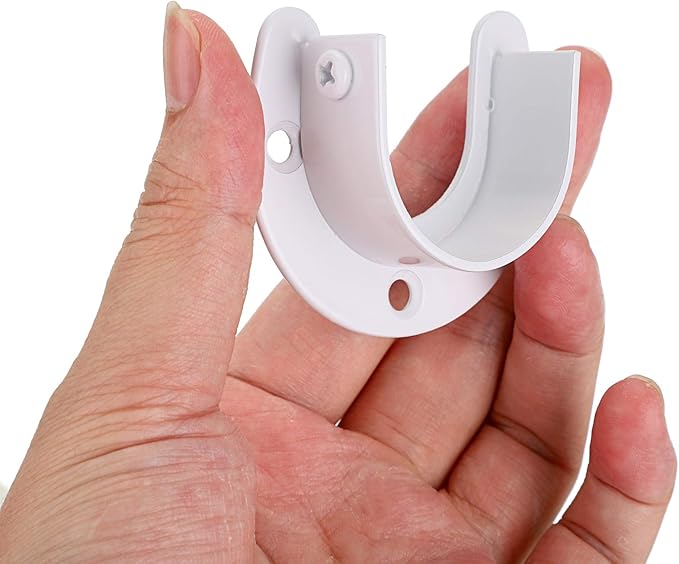 OwnMy 4 Packs Closet Rod End Supports Brackets 1-1/2" Diameter, U Shaped Stainless Steel Closet Pole Sockets Flange Rod Holder for Closet Wardrobe Shower Curtain (White)