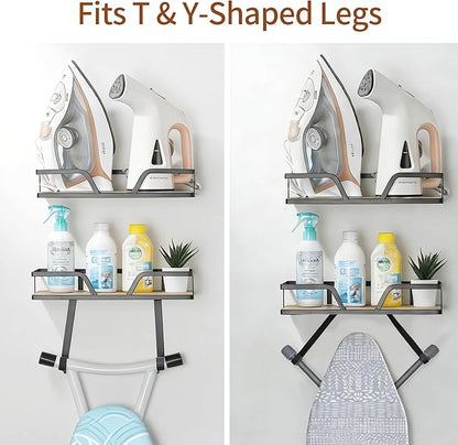 Ironing Board Hanger, 2-Layer Ironing and Iron Board Holder, Iron Board Wall Mount for Laundry Room Organization and Storage