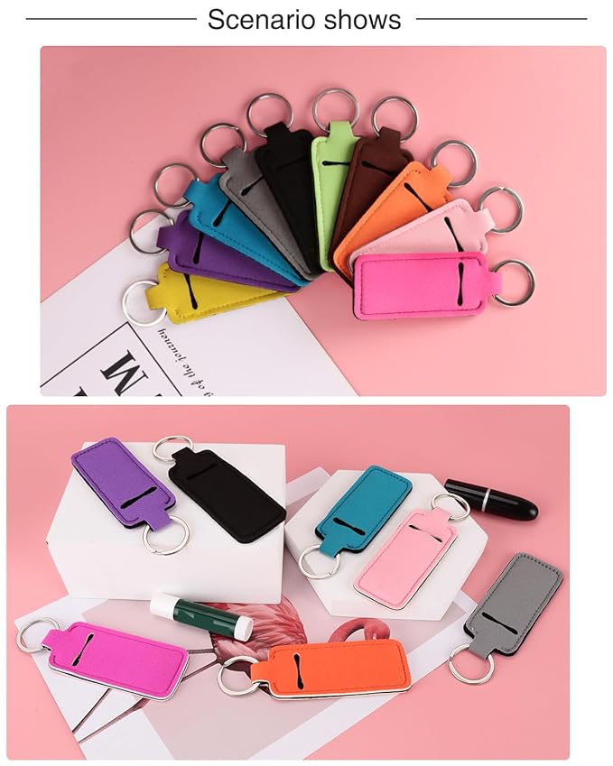 Chapstick Holder Lip Balm Sleeve Pouch Chapstick Holder With Clip Lipstick Lip Gloss Holder Stocking Stuffers Gift for Women (ten pcs)