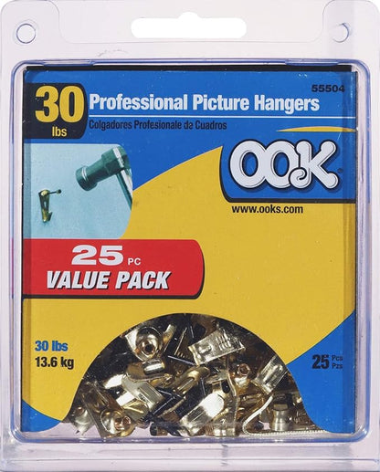 OOK 535890 Professional Picture Hangers, Art Hangers, Padded, Reusable Picture Hooks, 30lb (25 set)